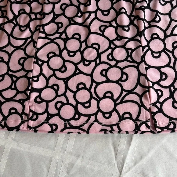 Hello Kitty Hair Bow print skirt short mini baby pink Sanrio elastic waist cat - Picture 2 of 8